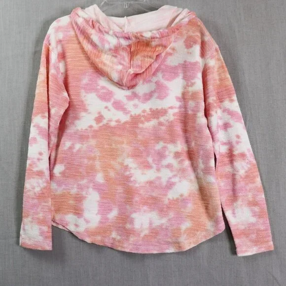 Southern Spirit Hoodie Sweatshirt Women S Coral Pink Tie Dye Terry Pullover New - Picture 4 of 10